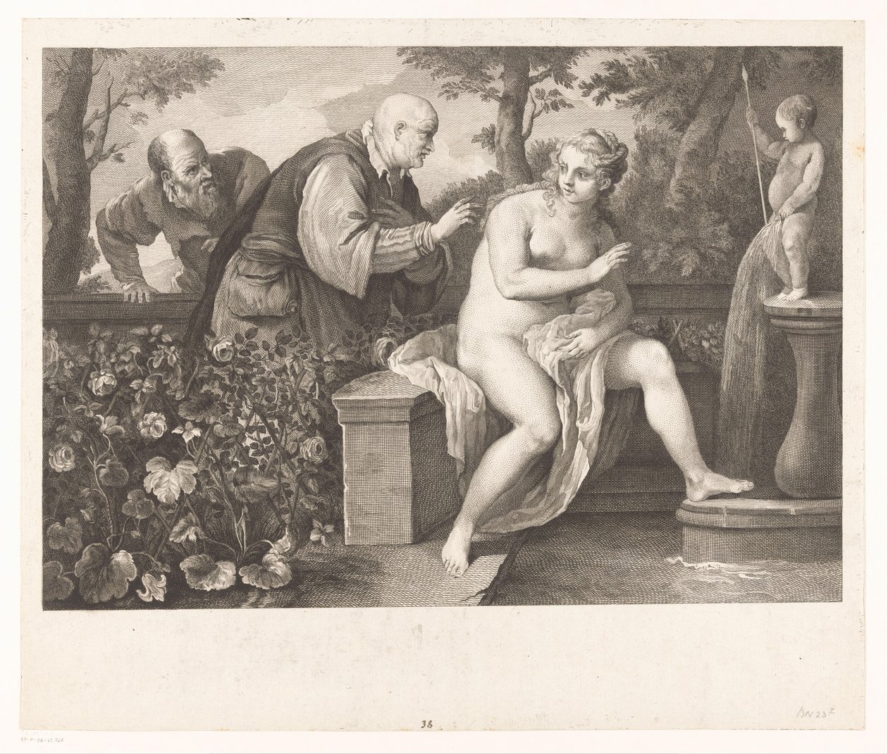 Susanna en de ouderlingen door Jacques Beauvarlet
