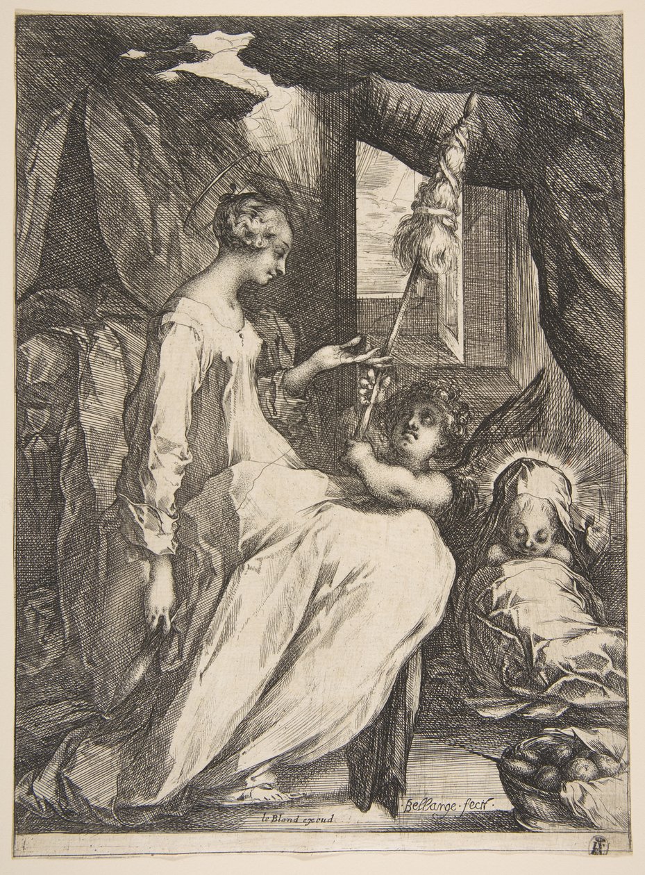 Maagd en kind met een engel, 1612-16 door Jacques Bellange