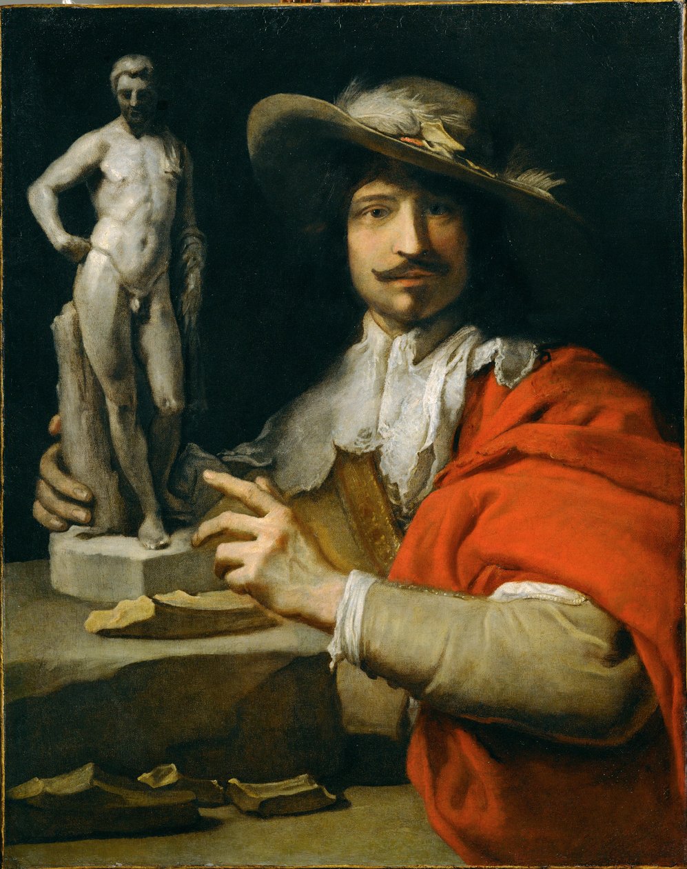 Portret van de beeldhouwer Francois Duquesnoy (schilderij op doek) door Jacques Blanchard