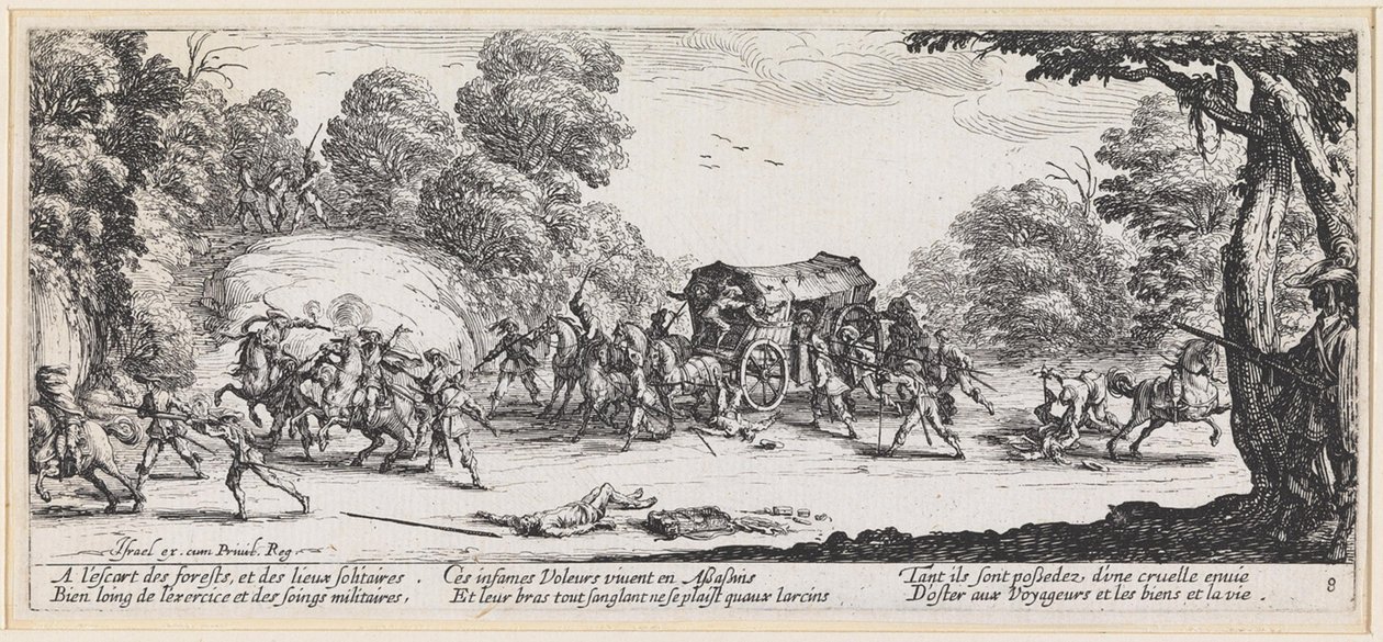 Aanval op een reiswagen door Jacques Callot