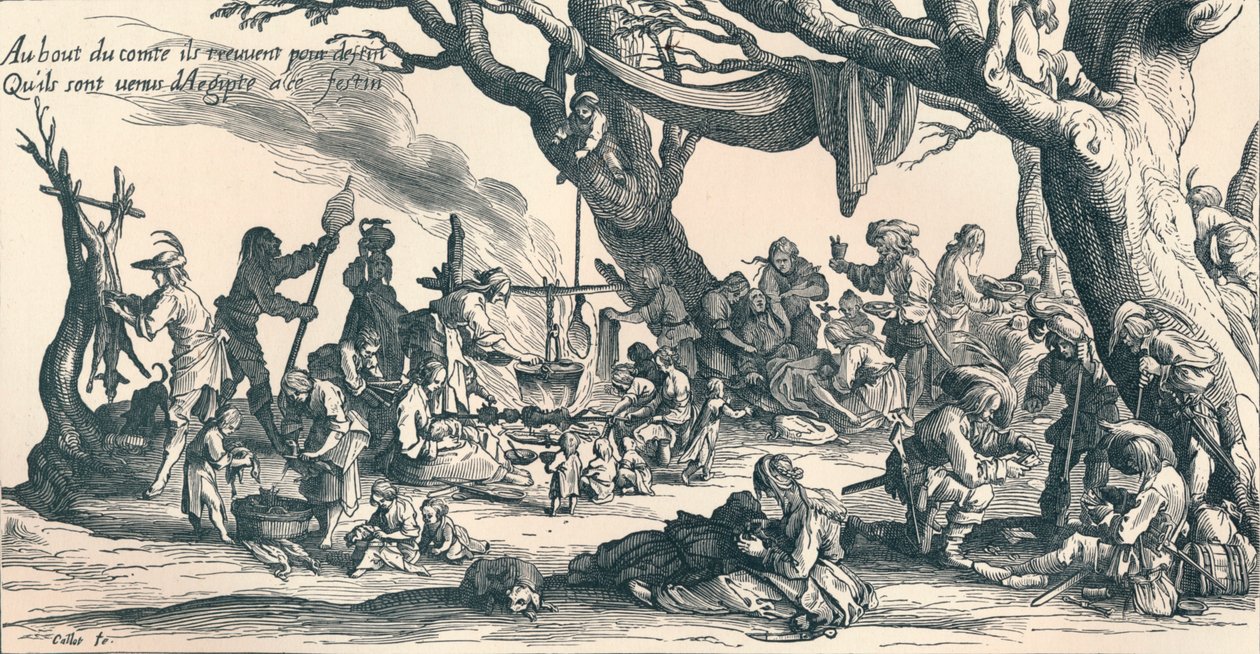 Een kampement van de eerste zigeuners in Centraal-Europa, c1604, 1907 door Jacques Callot