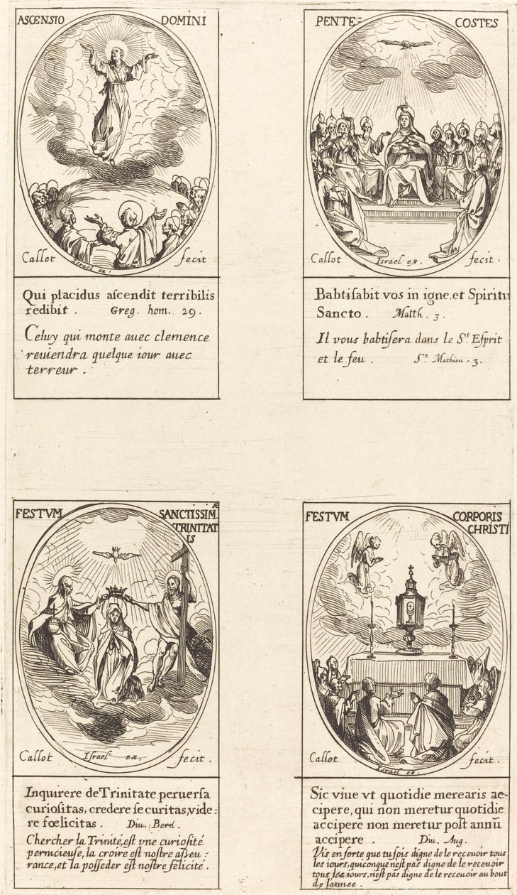 Hemelvaart; Pinksteren; Drie-eenheid; Sacramentsdag door Jacques Callot