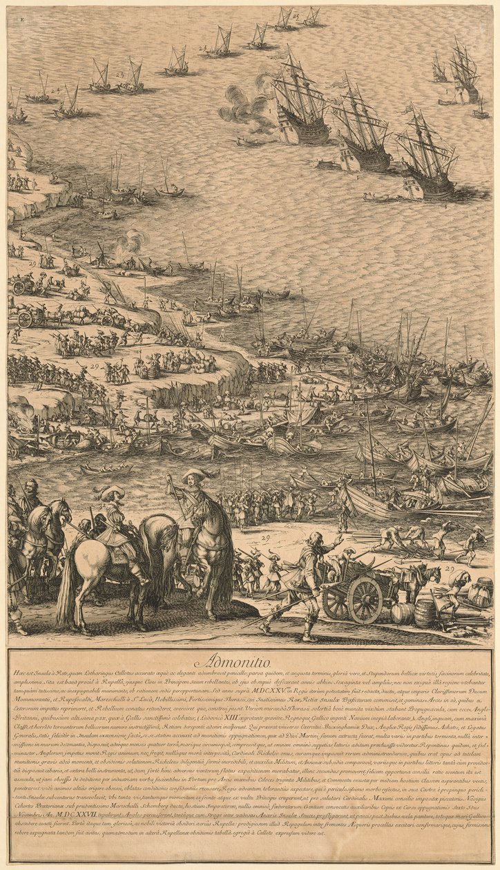 Detail uit „Belegering van de citadel van St. Martin op Île de Ré” door Jacques Callot