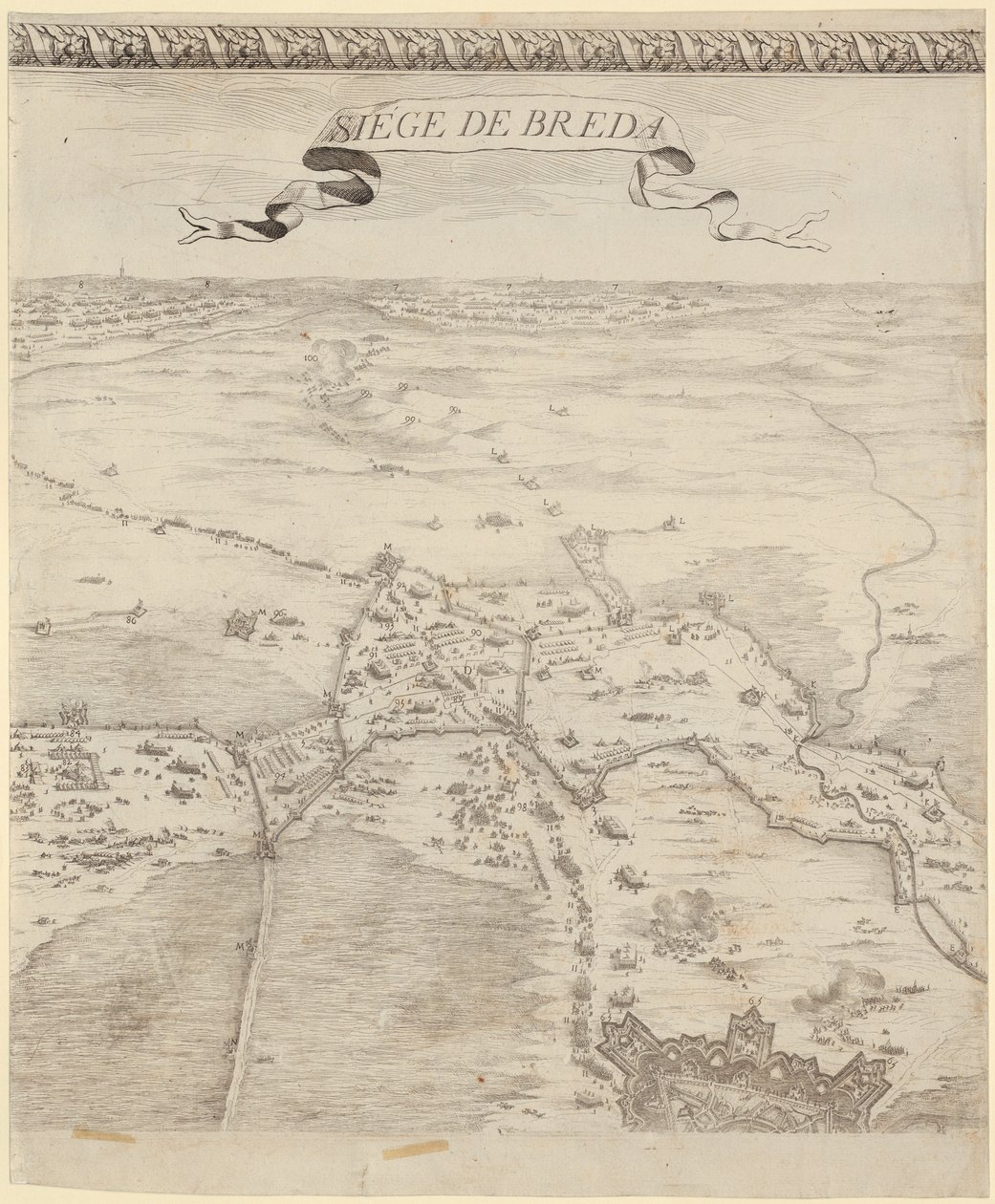 Detail uit "De slag bij Breda" door Jacques Callot