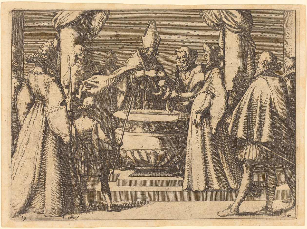 Doop van de prins van Spanje door Jacques Callot