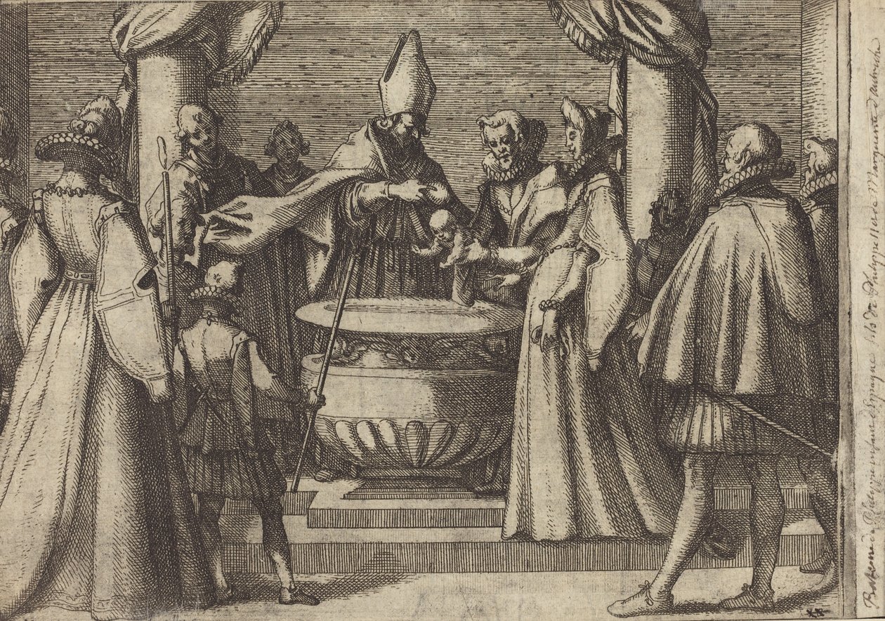 Doop van de prins van Spanje [verso] door Jacques Callot