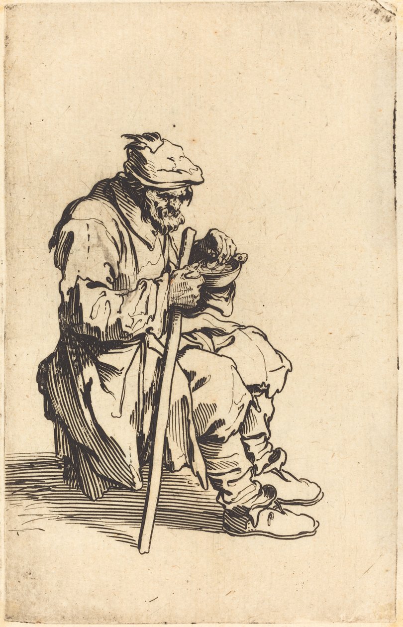 Bedelaar etend door Jacques Callot