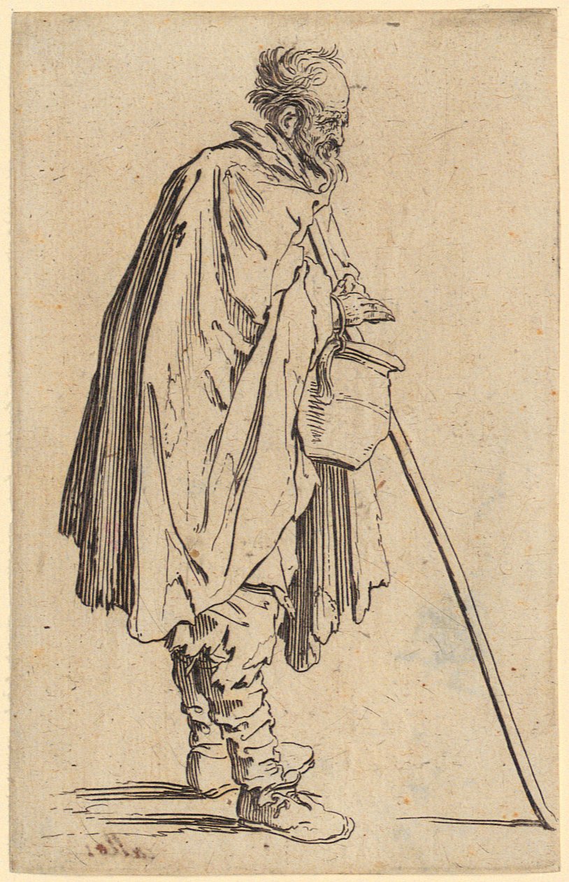 Bedelaar met een kruik, blad 6 uit de reeks “De bedelaars” door Jacques Callot