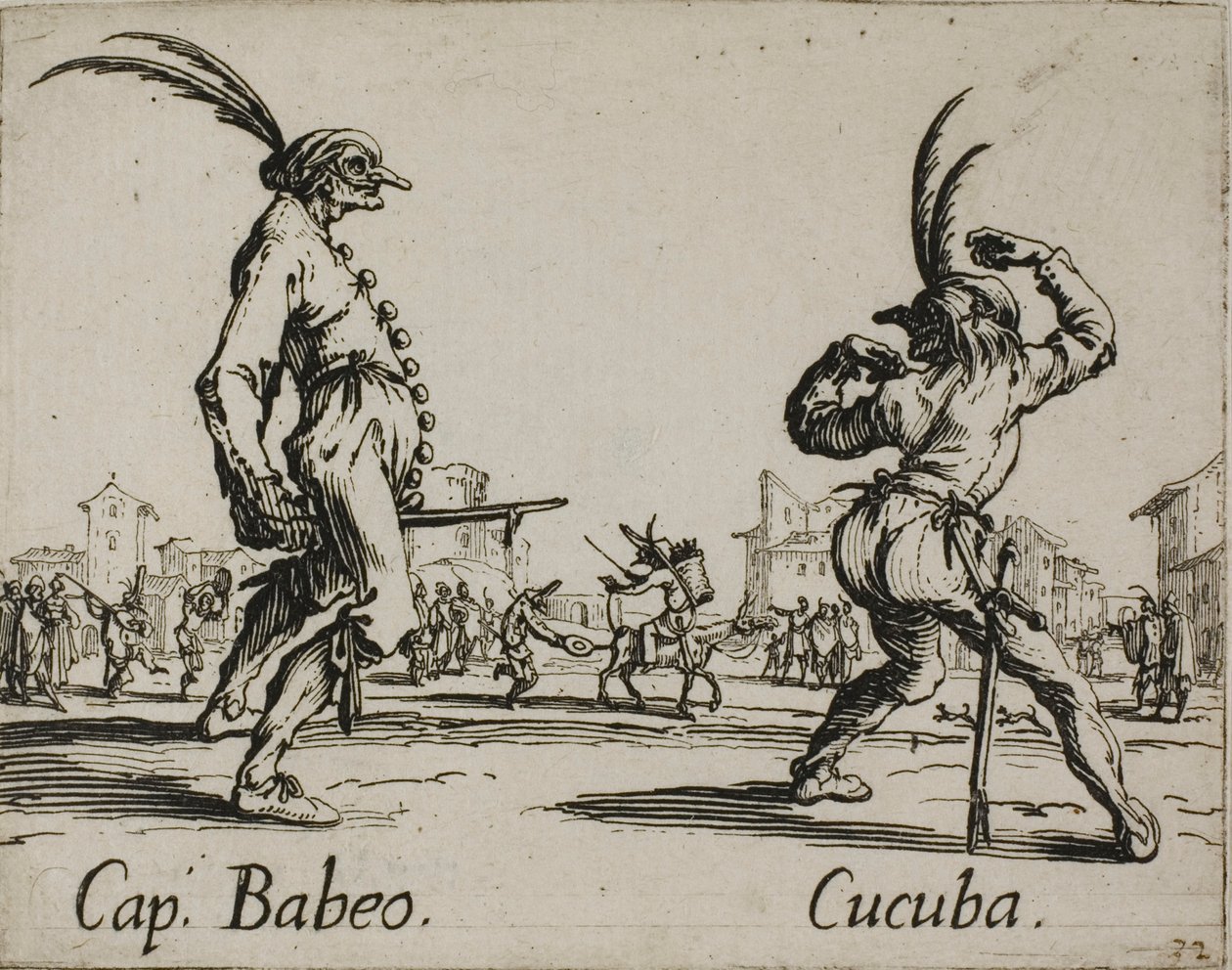 Kapitein Babeo - Cucuba, plaat 16 van Balli di Sfessania door Jacques Callot
