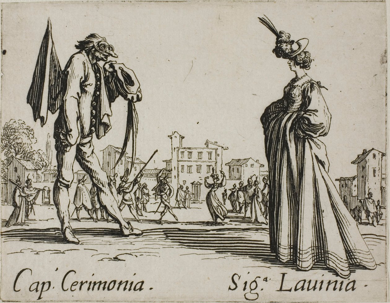 Captain Ceremony - Lady Lavinia, plaat 3 van Balli di Sfessania door Jacques Callot