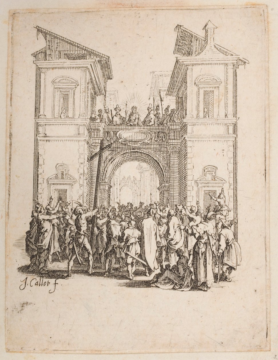 Christus Gepresenteerd aan het Volk, nr. 9 van 11 uit La Petite Passion door Jacques Callot