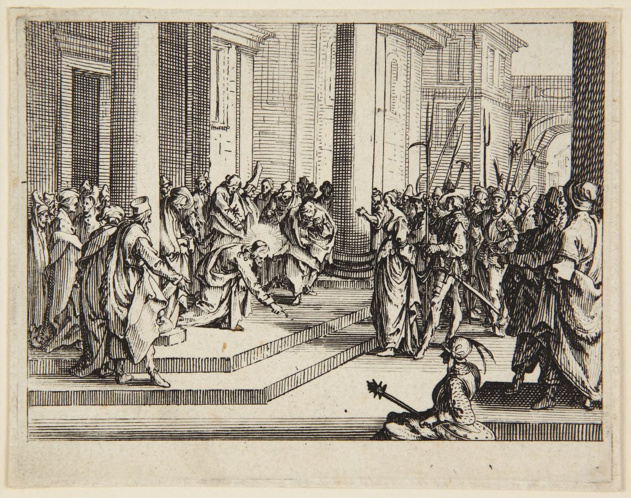 Christus en de overspelige vrouw door Jacques Callot
