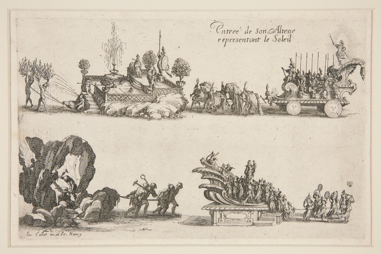 Combat à la Barrière, Entrée de son Altesse (Charles IV) representant le Soleil door Jacques Callot