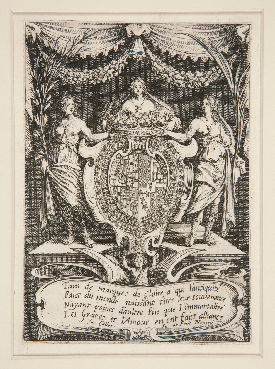 Combat à la Barrière, Frontispice, De Wapens van Lorraine-Chevreuse door Jacques Callot