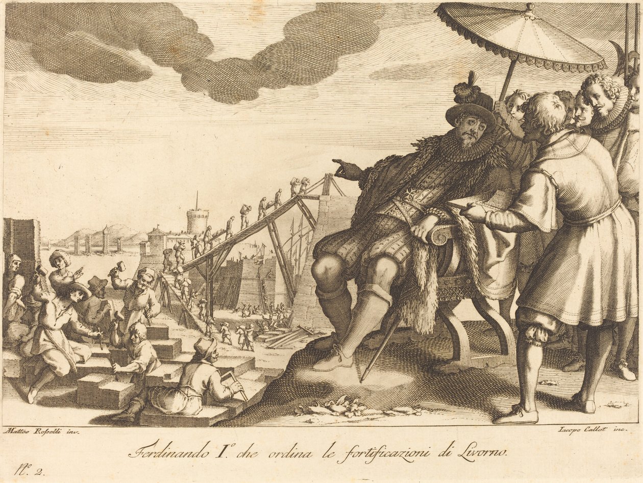 Constructie en Versterking van de Haven van Livorno door Jacques Callot