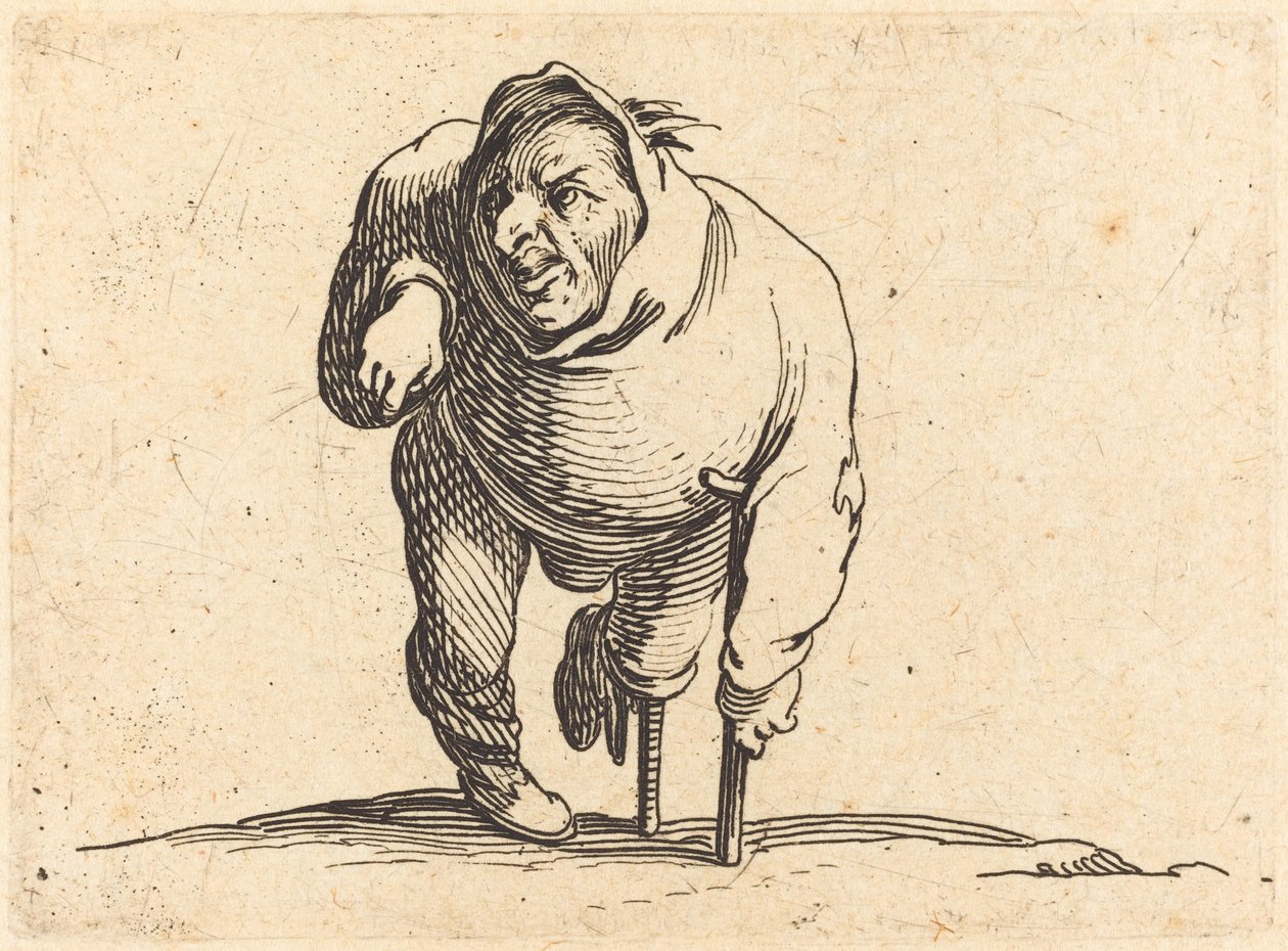Kreupel met Kruk en Houten Been door Jacques Callot