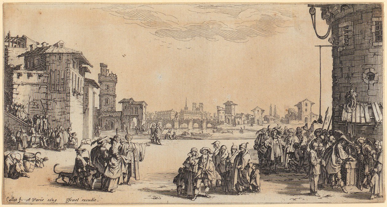 Detail uit „De intocht van Monseigneur Henry de Lorraine”, blad 10 uit de reeks „Het toernooi” door Jacques Callot