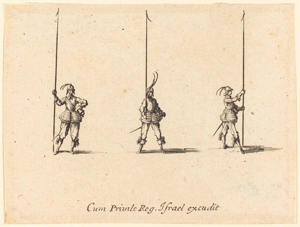 Oefening met geheven pieken door Jacques Callot