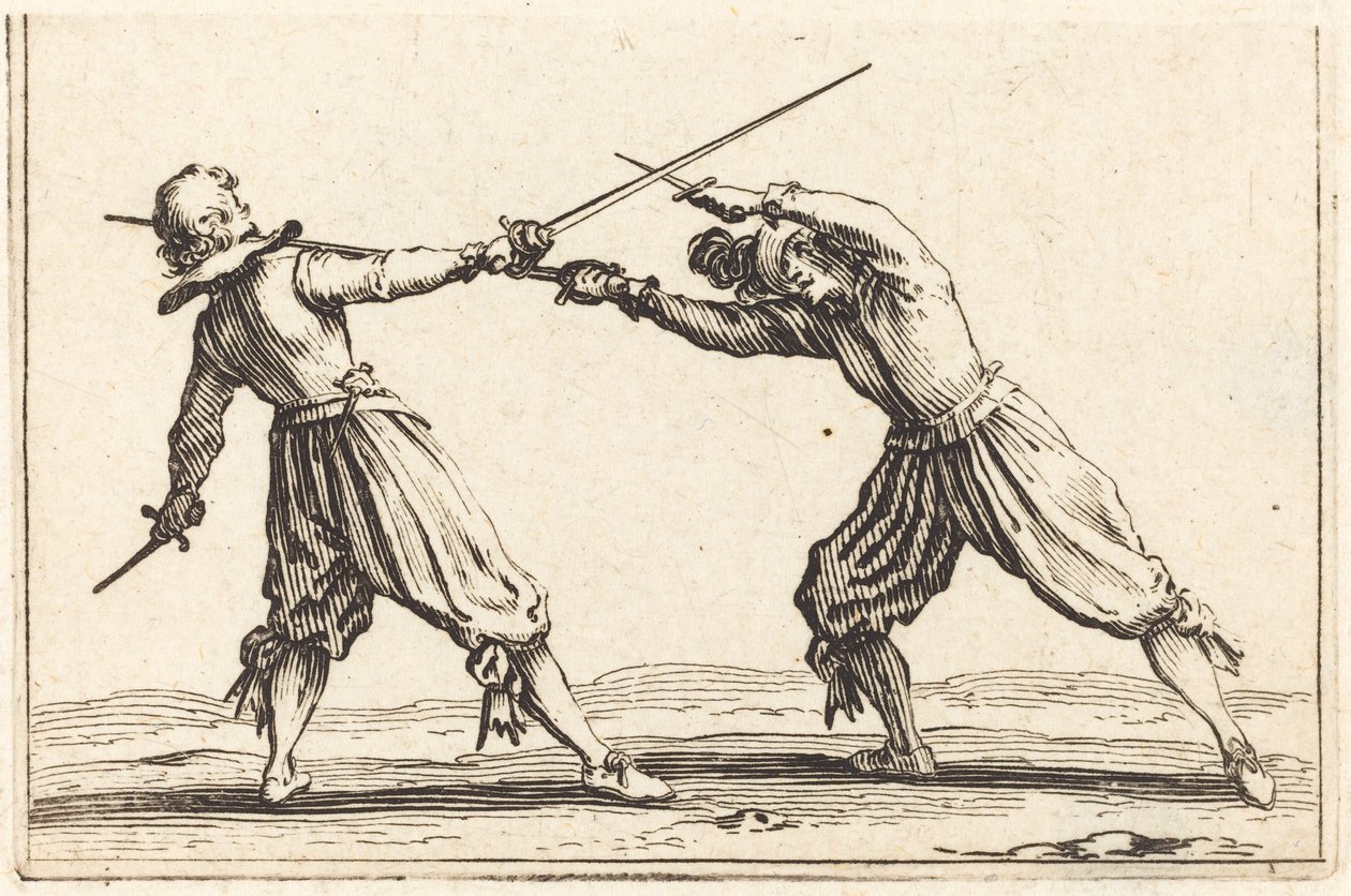 Duel met zwaarden en dolken door Jacques Callot