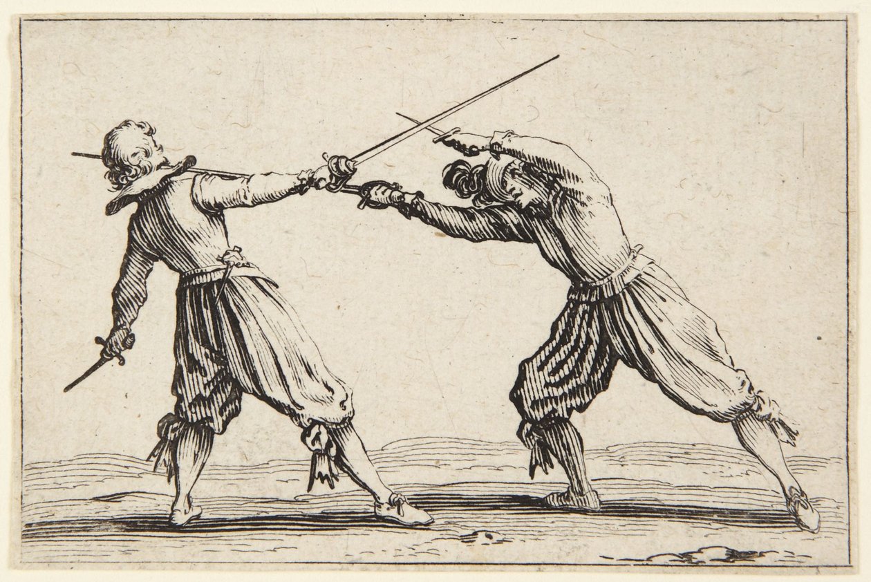 Duel met zwaarden en dolken door Jacques Callot