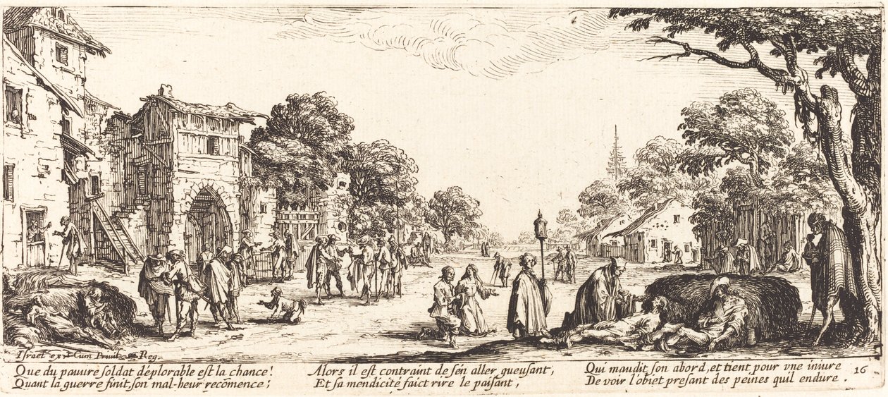 Stervende soldaten langs de weg door Jacques Callot