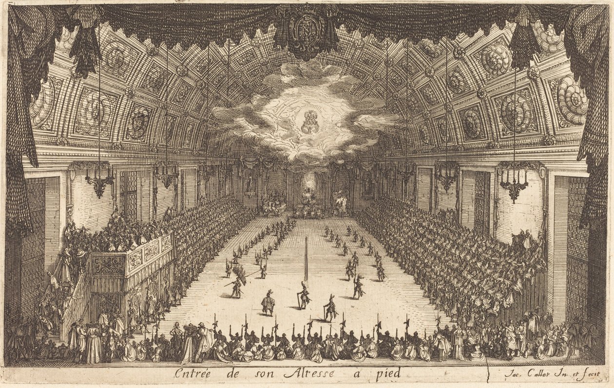 Ingang van Zijne Hoogheid te Voet door Jacques Callot