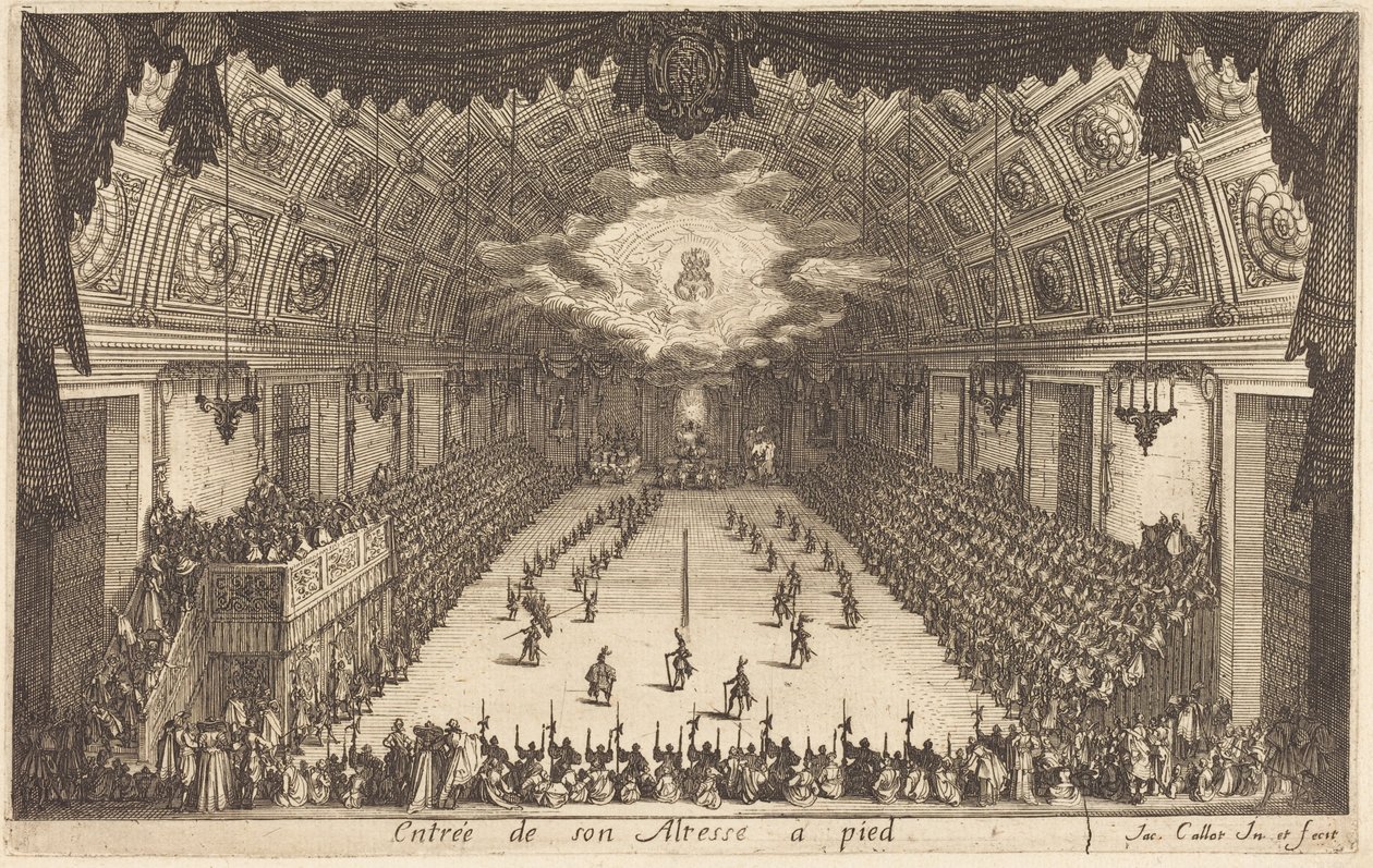Intocht van Zijne Hoogheid te voet door Jacques Callot