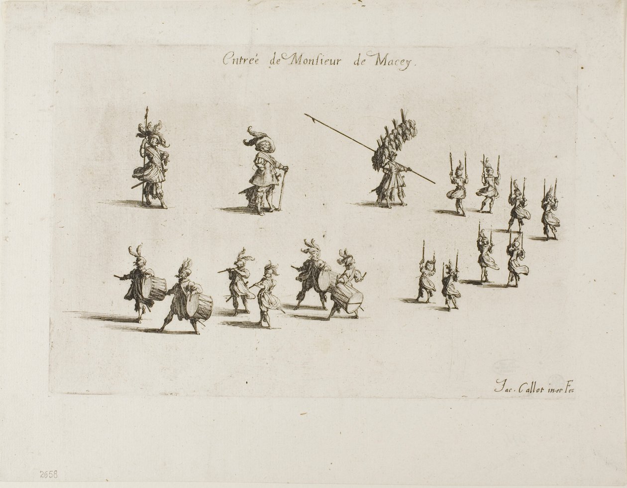 Ingang van M. de Macey, uit Het gevecht bij de barrière door Jacques Callot