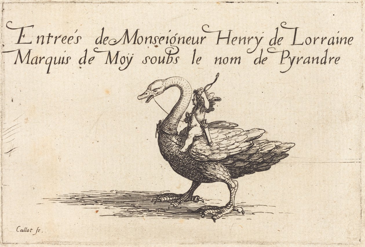 Ingang van Monseigneur Henry de Lorraine, Markies de Moy, onder de Naam Pirandre door Jacques Callot