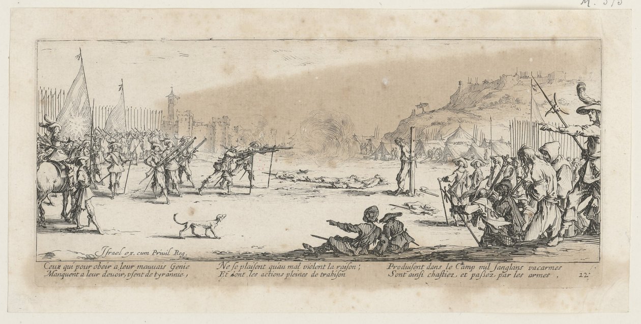 Executie, blad 12 van de serie „De gruwelen van de oorlog” door Jacques Callot