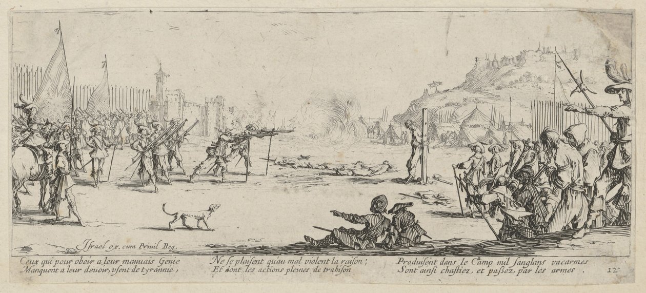 Executie, blad 12 van de serie „De gruwelen van de oorlog” door Jacques Callot