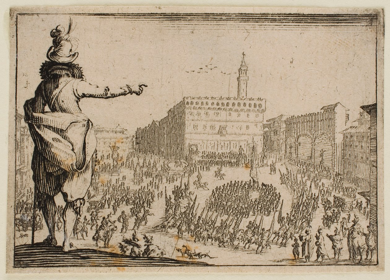 Festival op de Piazza Signoria in Florence, uit „The Caprices“ (editie Florence) door Jacques Callot