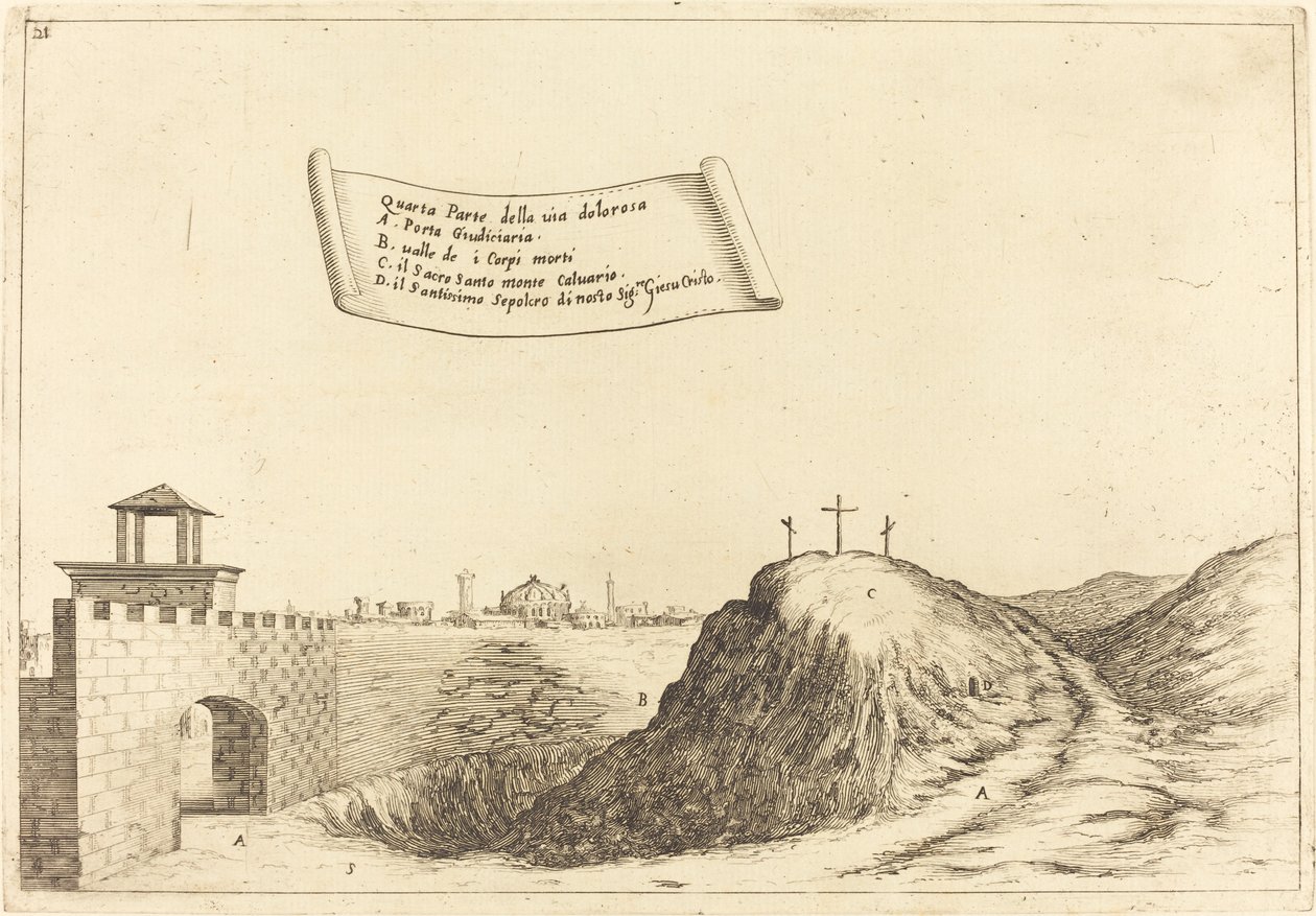 Vier delen van de Via Dolorosa, 1619 door Jacques Callot