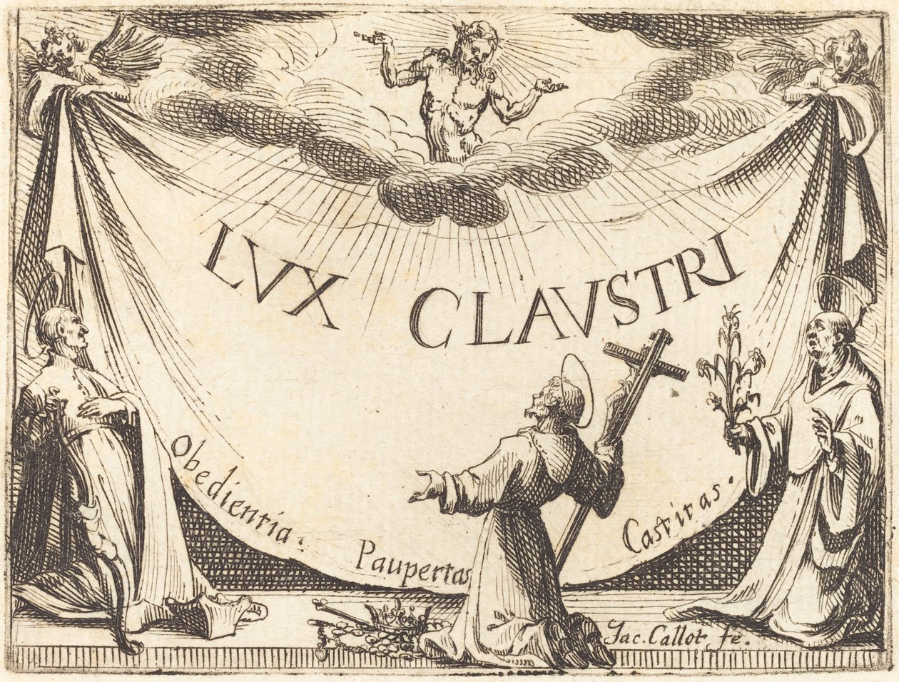 Frontispice voor "Het licht van het klooster" door Jacques Callot