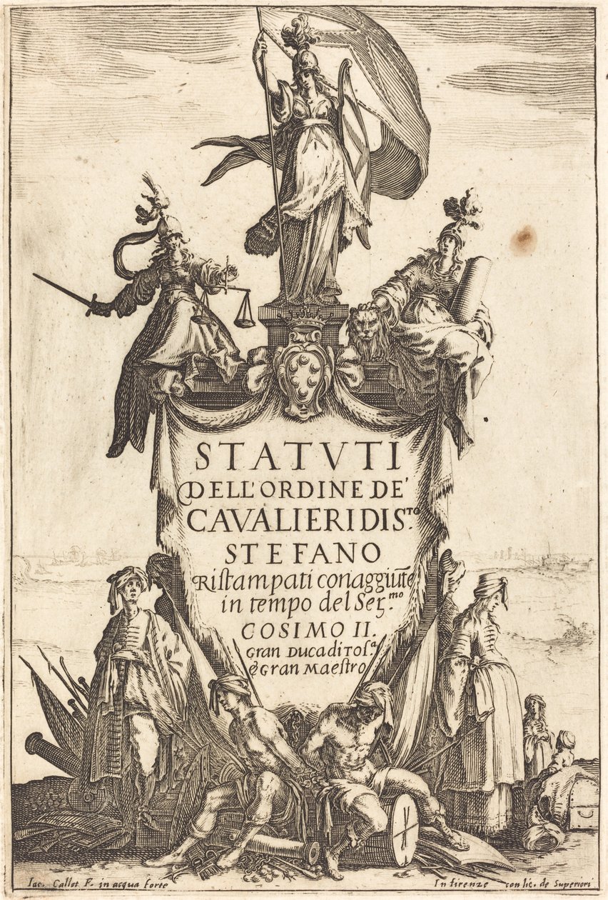 Frontispice voor de Statuten van de Orde van de Ridders van Sint Stefanus door Jacques Callot