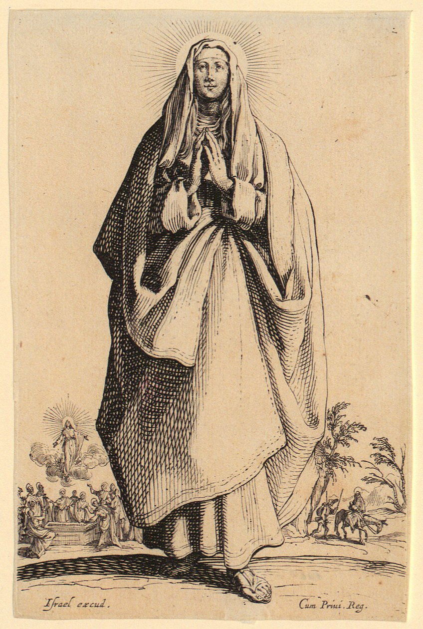 Frontispice, blad 1 uit de reeks „Jezus, de twaalf apostelen en Maria“ door Jacques Callot