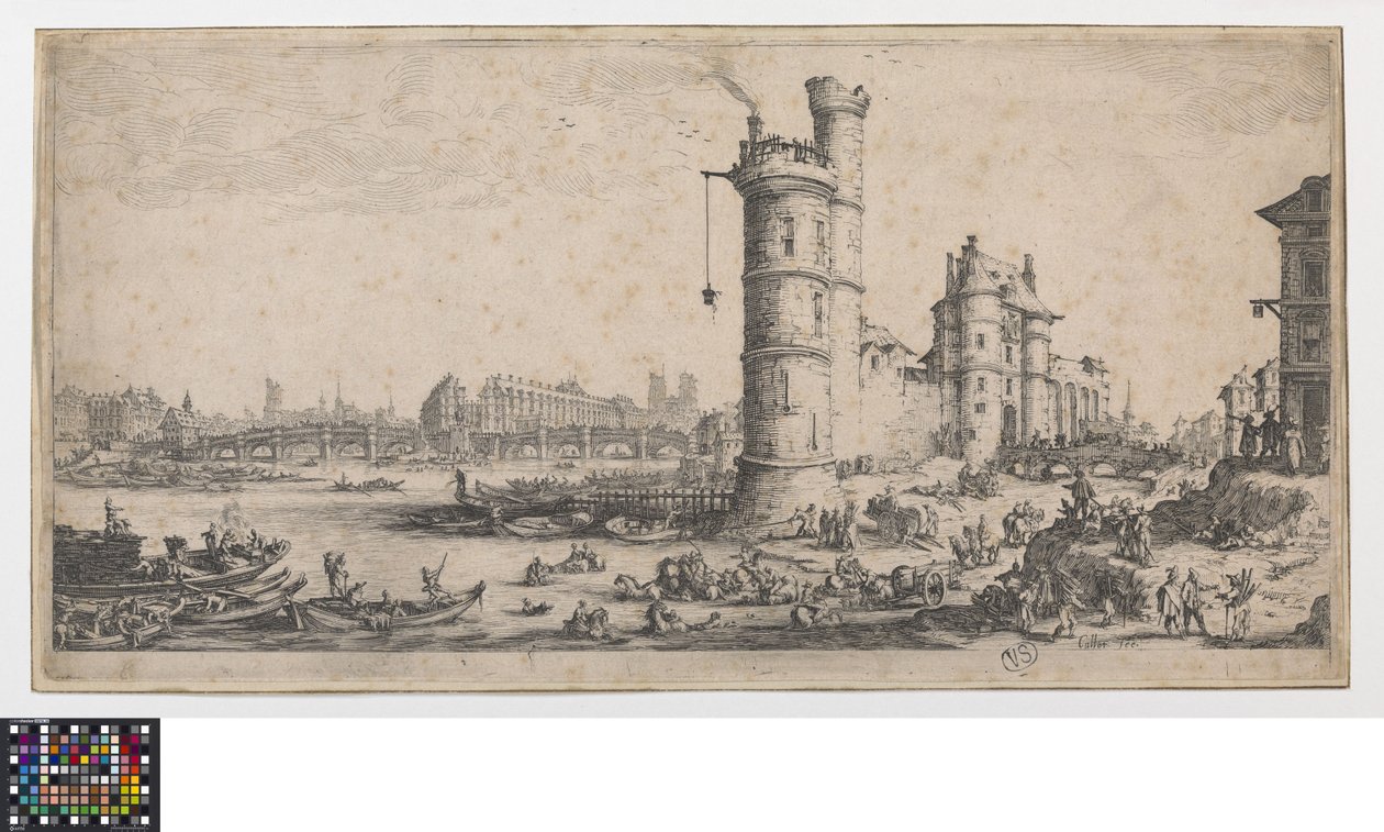 Gezicht op de Pont Neuf door Jacques Callot