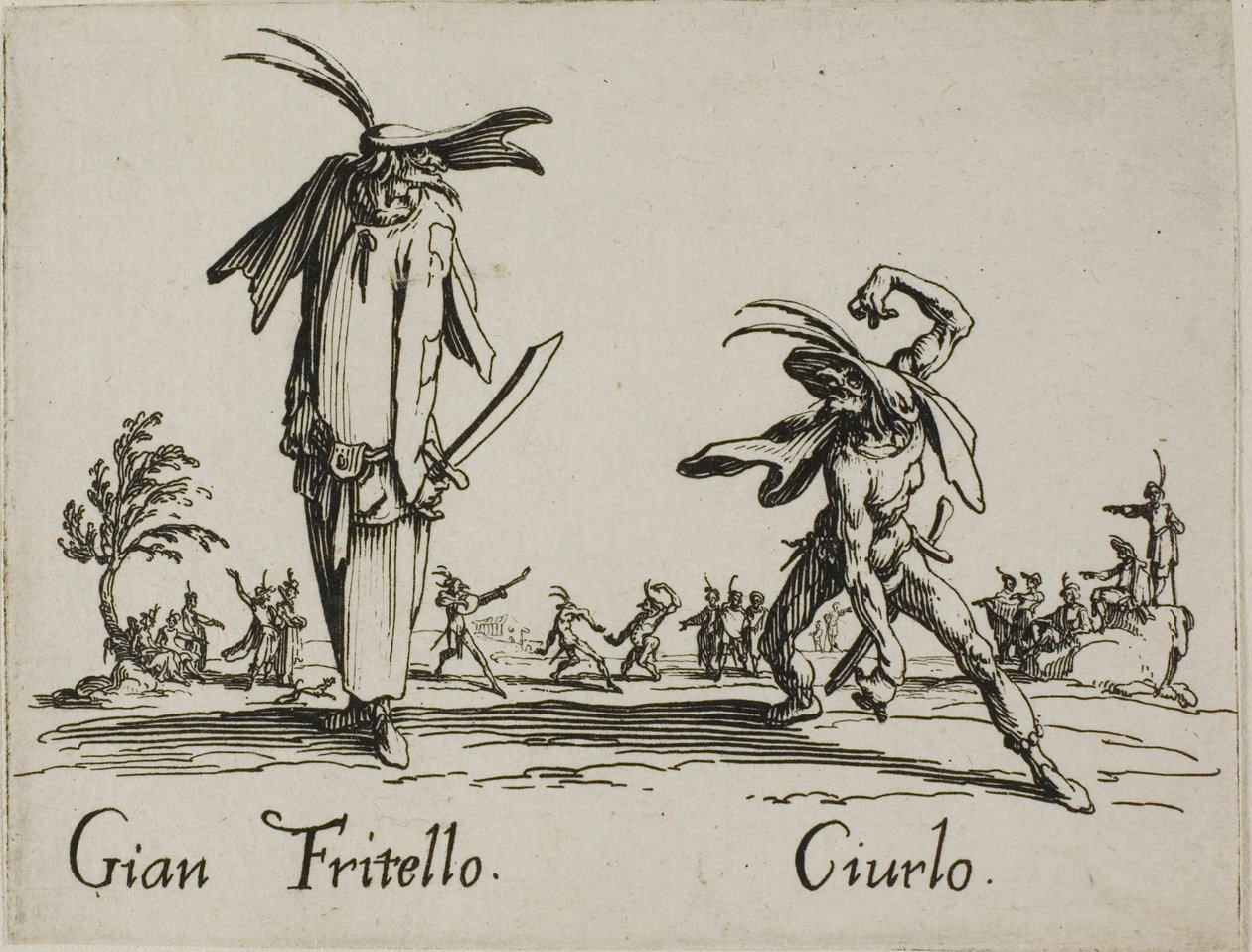 Gian Fritello - Ciurlo, plaat 7 van Balli di Sfessania door Jacques Callot