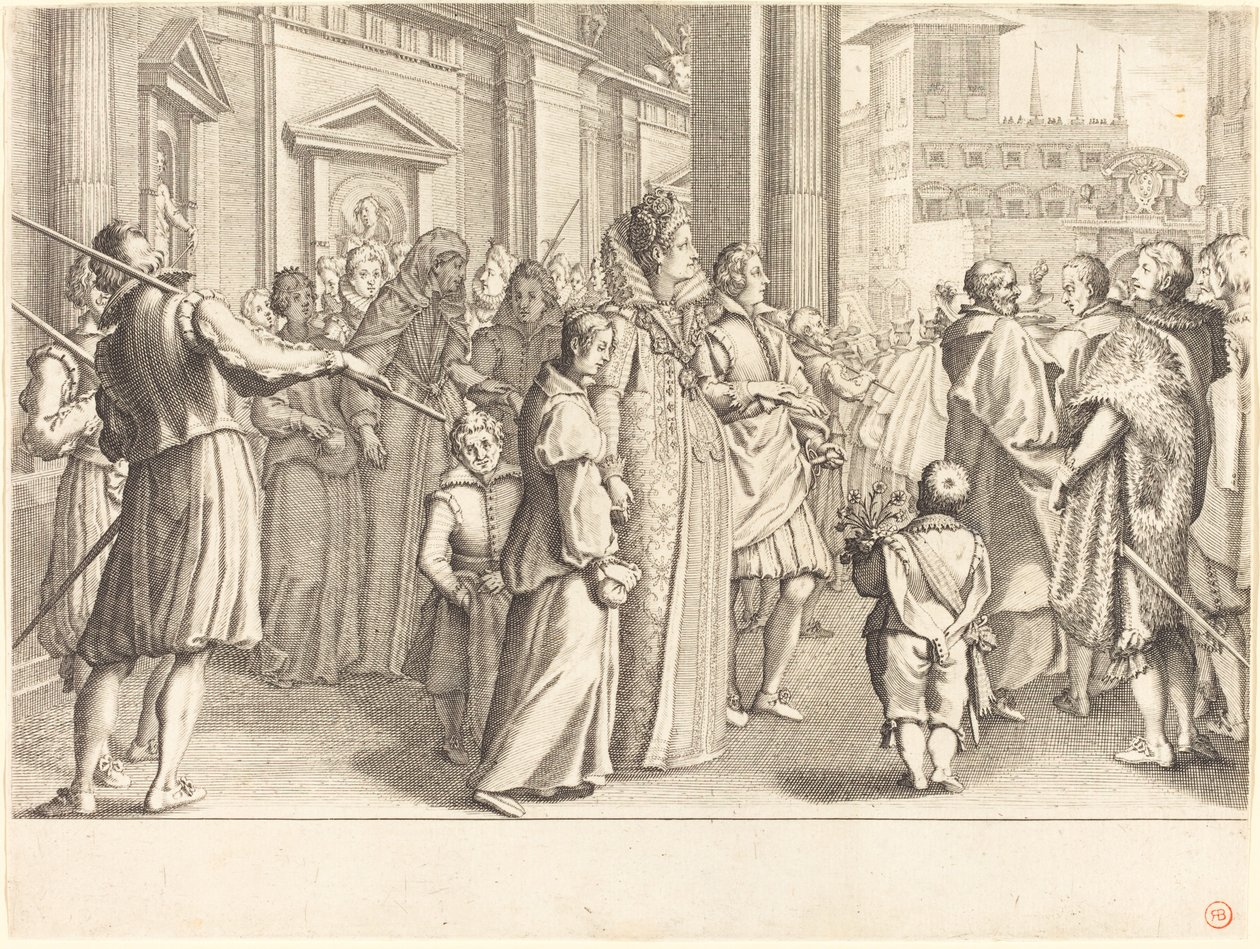 Groot Hertogin bij de Processie van de Jonge Meisjes door Jacques Callot