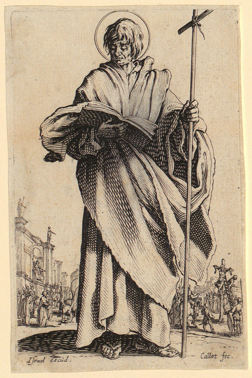 Sint-Jakobus de Meerdere, plaat 7 uit de serie „Jezus, de twaalf apostelen en Maria“ door Jacques Callot