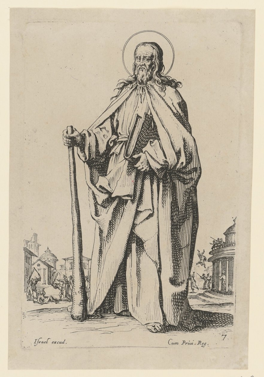 De heilige Jakobus de Jongere, blad 9 uit de serie „Jezus, de twaalf apostelen en Maria“ door Jacques Callot