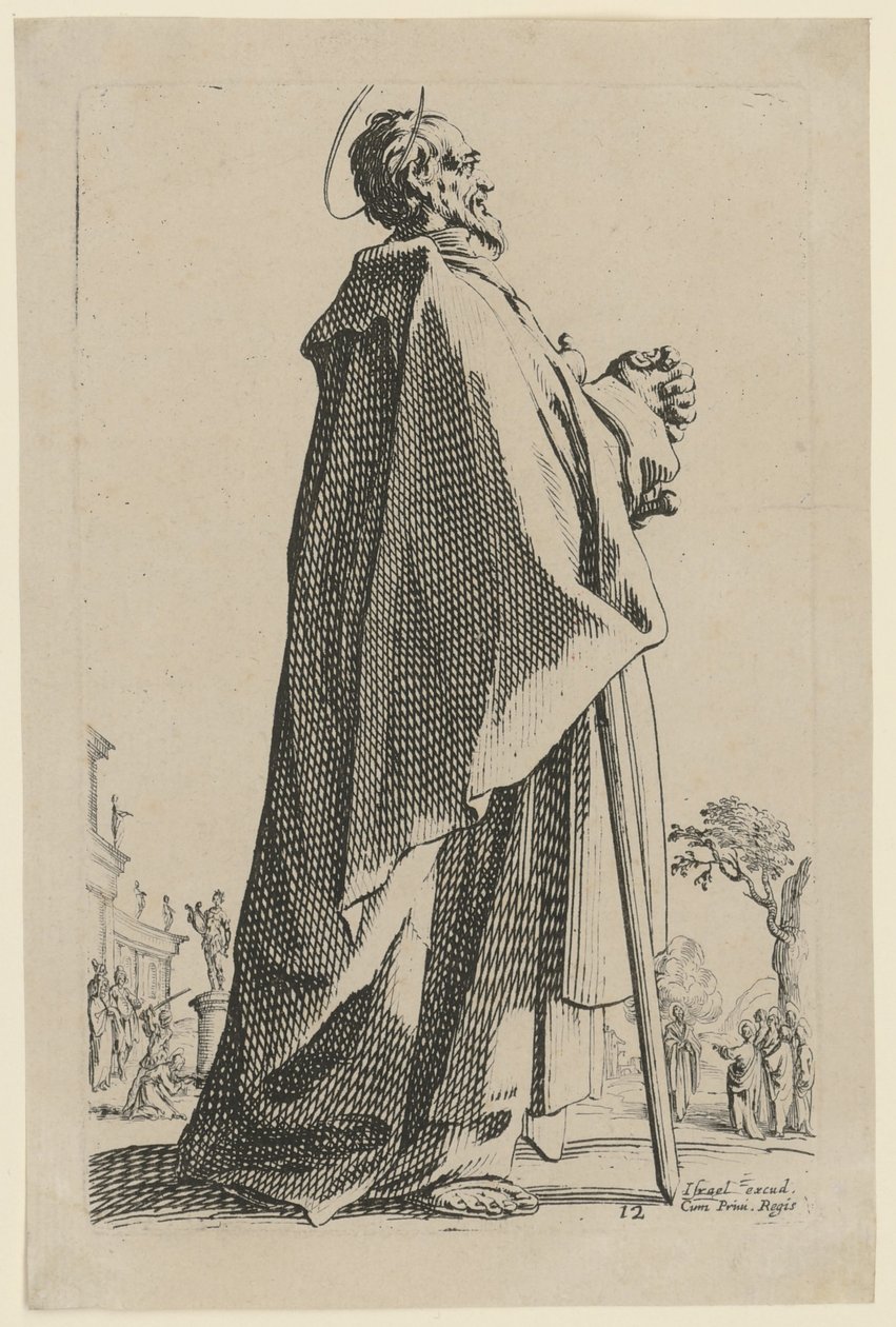 De heilige Mattheüs, blad 15 uit de serie „Jezus, de twaalf apostelen en Maria“ door Jacques Callot
