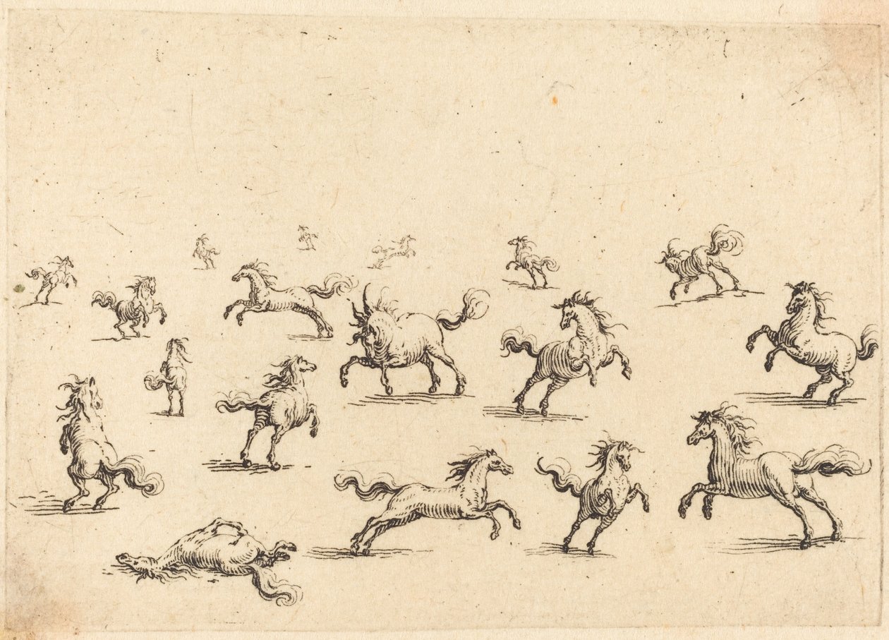 Rennende Paarden door Jacques Callot