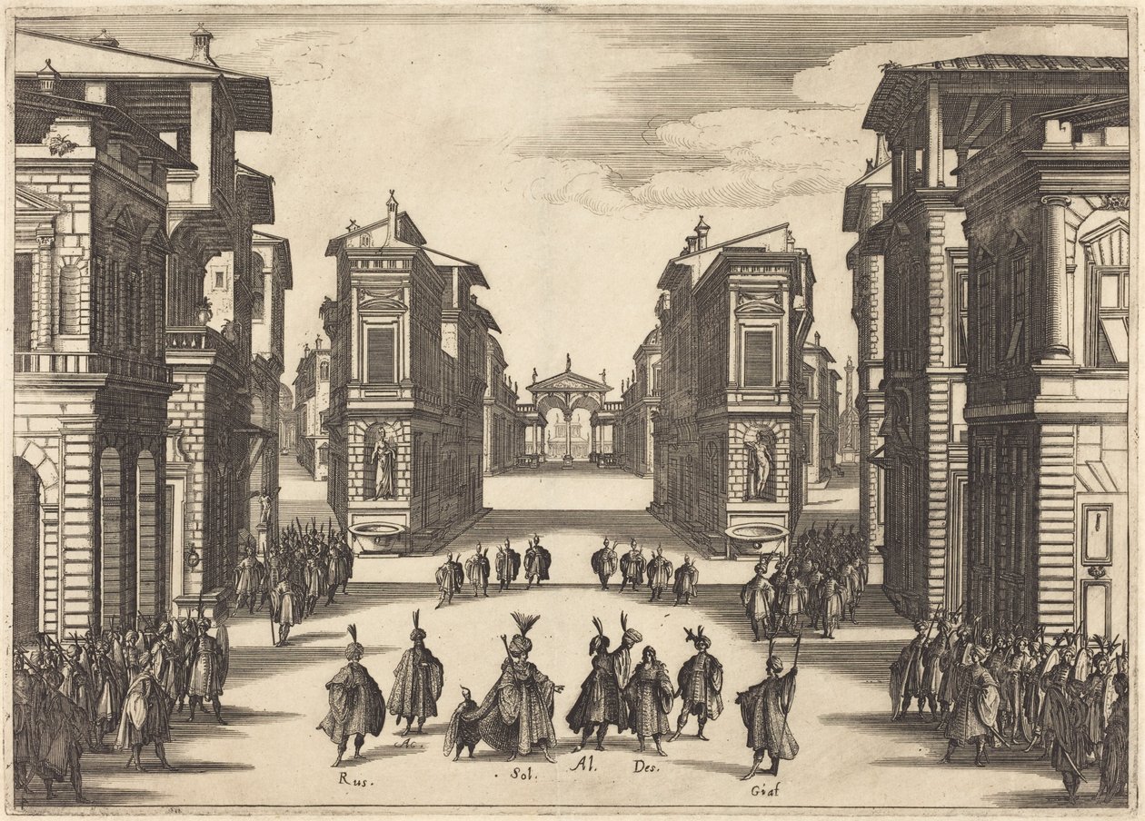 Il Solimano, akte IV door Jacques Callot