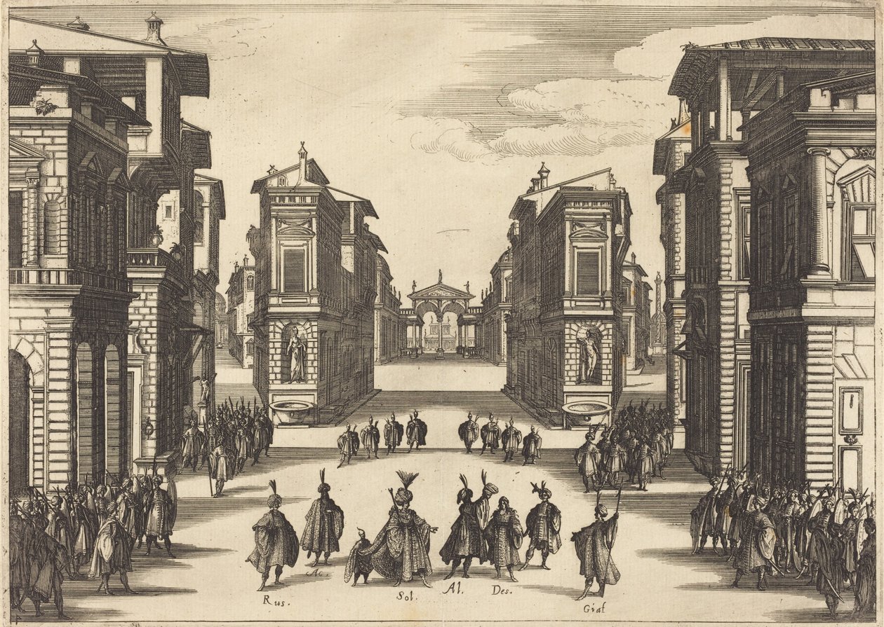 Il Solimano, akte IV door Jacques Callot