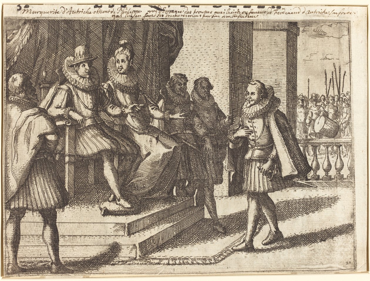Koning en Koningin in Overleg over de Turken [recto] door Jacques Callot