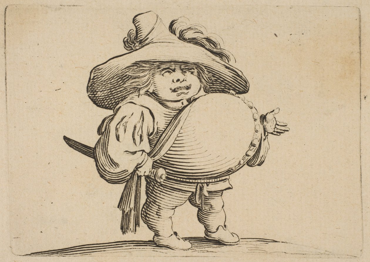 De man met een grote buik versierd met knopen door Jacques Callot