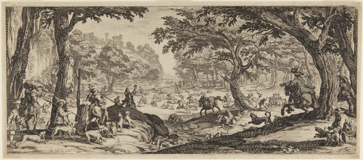 De grote jacht (De jacht op het hert) door Jacques Callot