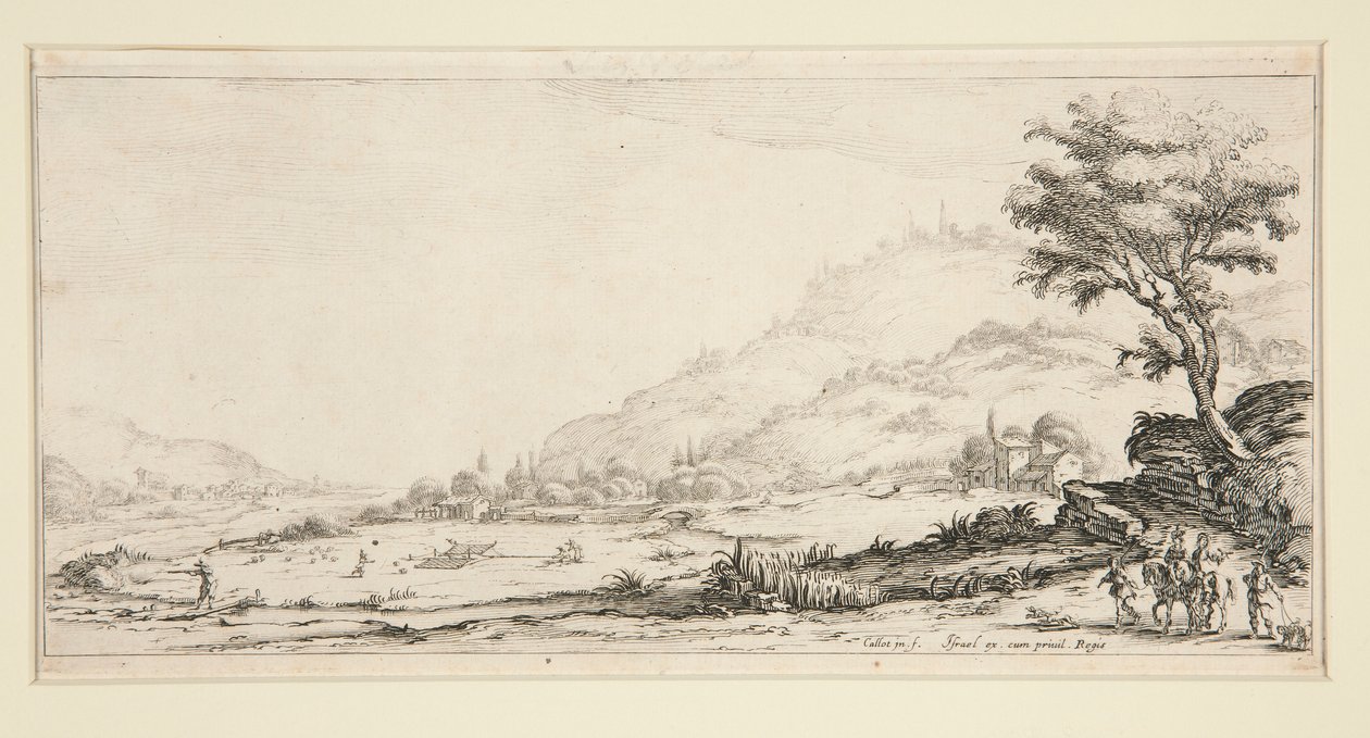 Vogeljacht, uit Landschappen voor Giovanni de Medici door Jacques Callot