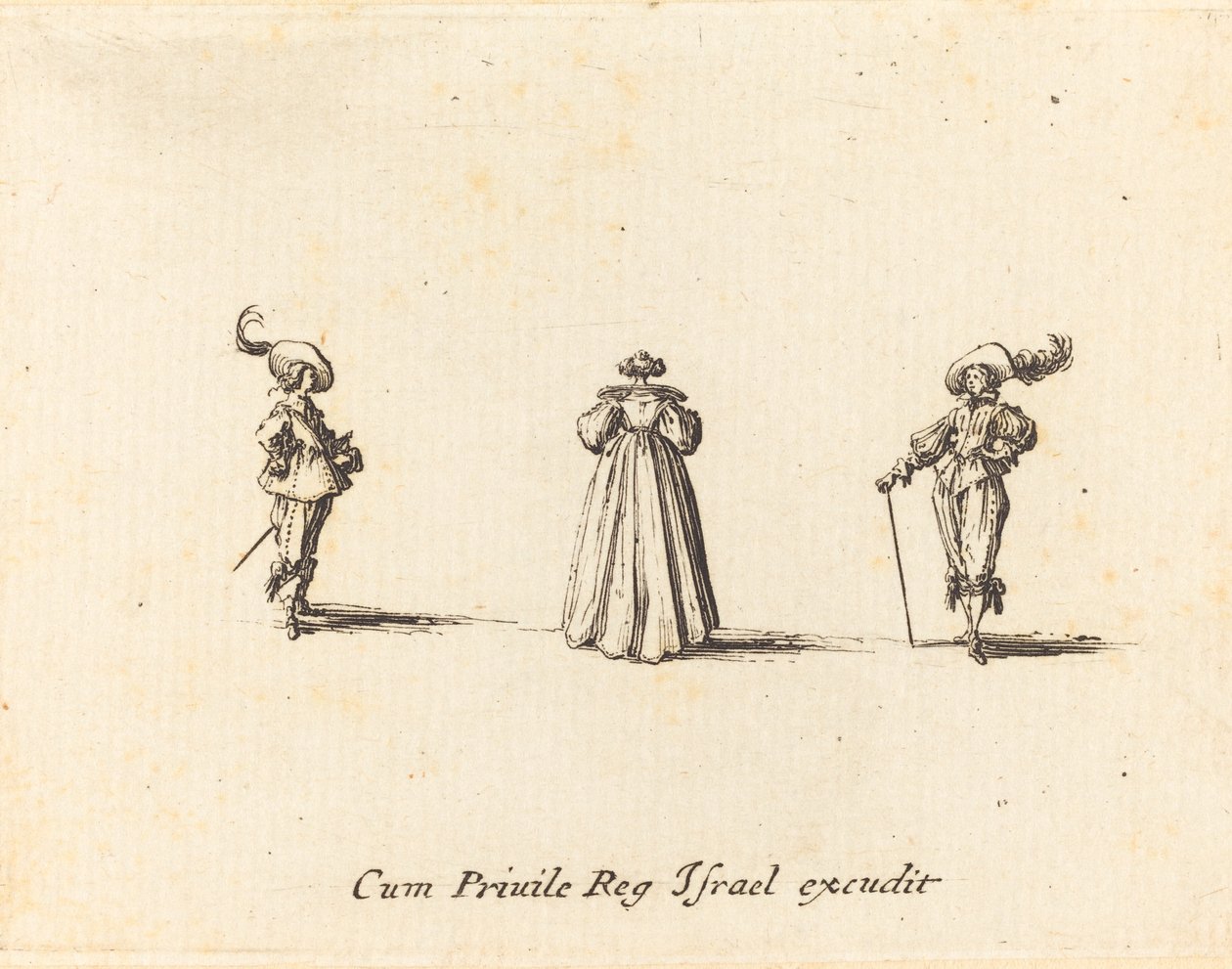 Dame van Achteren Gezien, en Twee Heren door Jacques Callot